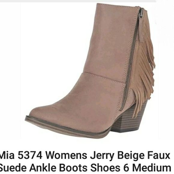 NIB 👢 MIA Tan fringe booties ankle boots W6 Y4 - Picture 2 of 3